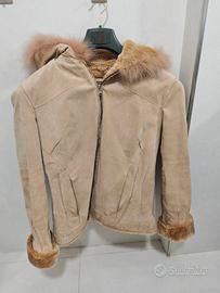 Giubbotto Montone Shearling Cammello Pelle Tg M