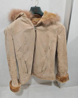 Giubbotto Montone Shearling Cammello Pelle Tg M