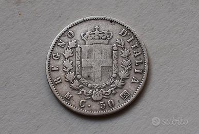 50 CENTESIMI 1863 MILANO VITTORIO EMANUELE II