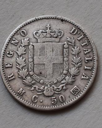 50 CENTESIMI 1863 MILANO VITTORIO EMANUELE II