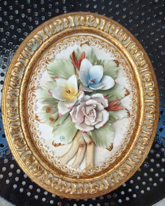 quadro fiore ceramica CAPODIMONTE