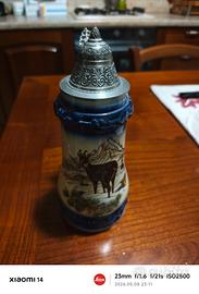boccale birra vintage in ceramica gre's coperchio 