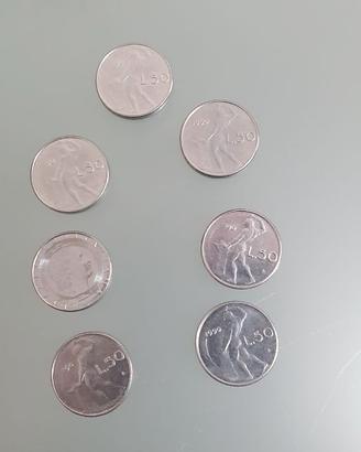 Micro monete 50 lire 1990 e monete da 1 centesimo