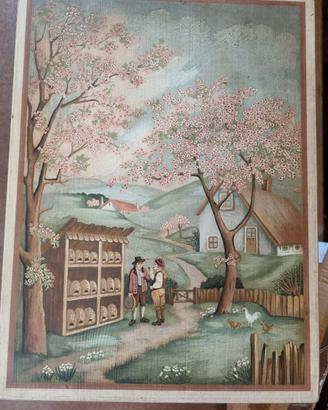 Paesaggio su legno