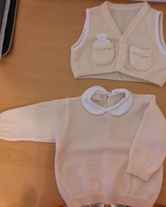 Set composto da maglioncino a manica lunga e gilet