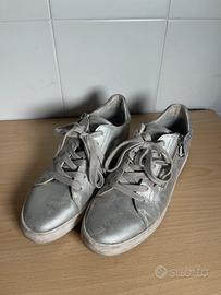 Geox Sneakers Donna Argento Laminato con Zip