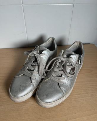 Geox Sneakers Donna Argento Laminato con Zip