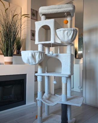 Grande Albero tiragraffi per gatti, bianco