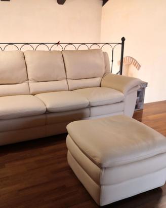 Divano letto 3 Posti in Pelle + Pouf Coord.