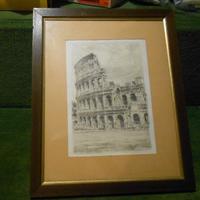 vecchia stampa  Colosseo firmata e incorniciata