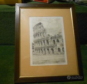 vecchia stampa  Colosseo firmata e incorniciata