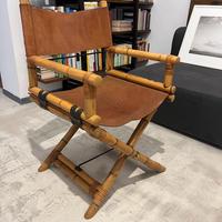 SEDIA IN BAMBÙ E CUOIO, DESIGN LYDA LEVI. ANNI 60