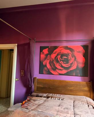 Letto baldacchino in legno con pedana