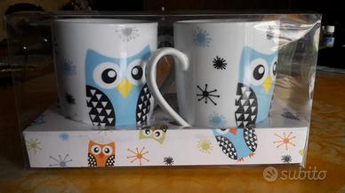 Coppia tazze da tè con gufi