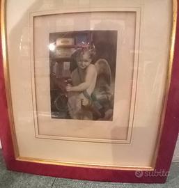 STAMPA ANTICA A COLORI CON CORNICE ORIGINALE EPOCA