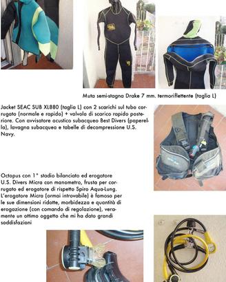 Attrezzature subacquee complete uomo (L) donna (S)