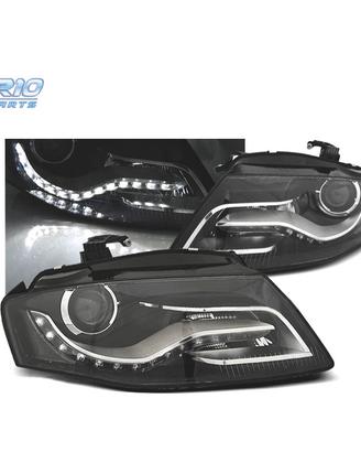FARI AUDI A4 B8 07-11 LUCE DIURNA DRL SFONDO NERO
