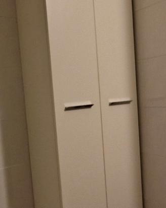 Mobile alto bagno bianco 2 ante + 5 ripiani vetro