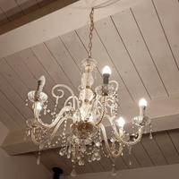 lampadario 6 bracci vetro e cristallo