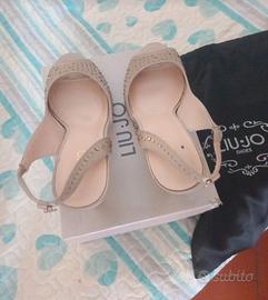 Liu-jo scarpe col tacco oro e strass