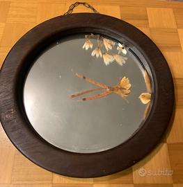 Specchio Vintage Rotondo e Cornice Legno