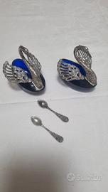 coppia saliere argento e cristallo