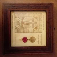 Quadretto cornice in legno con Moneta Mezza Doppia
