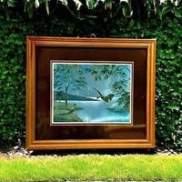 Quadro con paesaggio lacustre