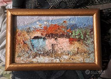 quadrino colorato Vintage, con pittura materica