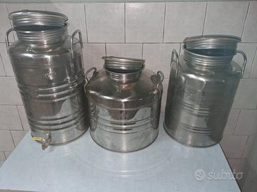 n.ro 3 bidoni INOX per olio - SOLO IN BLOCCO