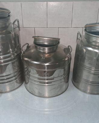 n.ro 3 bidoni INOX per olio - SOLO IN BLOCCO