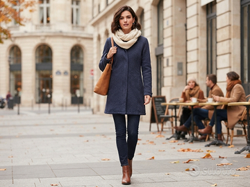 Trench Donna Eic-Pi TG. M Navy Blue Giacca Lunga