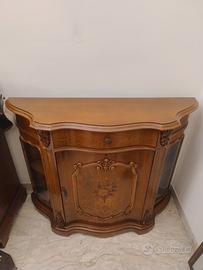 Mobile  antico credenza legno lavorato vetrina