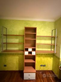 Libreria a muro con cassettiera