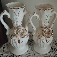 Coppia di Vasi "Woolbro" Porcellana bianca e Oro