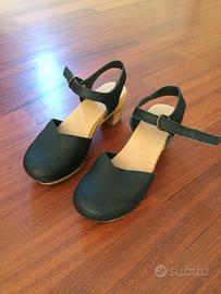 Zoccoli legno e pelle