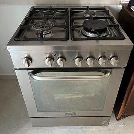 Cucina gas inox De Longhi 4 fuochi con forno