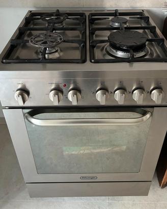 Cucina gas inox De Longhi 4 fuochi con forno