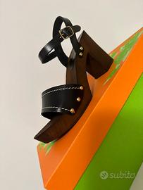 Sandali donna pelle e legno 38 nuovi Mya Benita