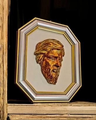 Quadro con volto di cristo sfoglia argento 1000