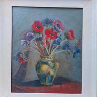 Quadro vaso di fiori olio su tela 1920-1930