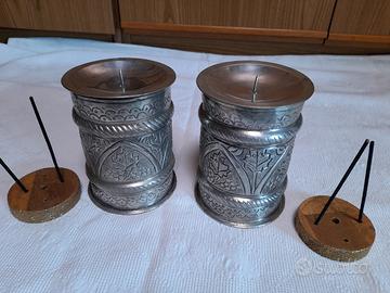 Porta candele/incensi tank scrigno in argentone