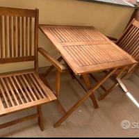 Tavolo in teak con due sedie