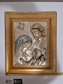 Rilievo anni ’70, della Sacra Famiglia in argento
