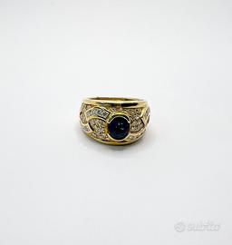 ANELLO oro18 kt diamanti zaffiri