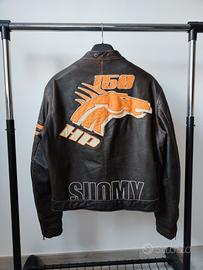 Giubbotto Suomy in Pelle Marrone Arancione