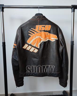 Giubbotto Suomy in Pelle Marrone Arancione