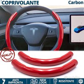 COPRIVOLANTE per TESLA in FIBRA CARBONIO Rosso