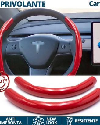 COPRIVOLANTE per TESLA in FIBRA CARBONIO Rosso