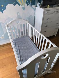 Culla lettino Erbesi Dolce bianco con ruote